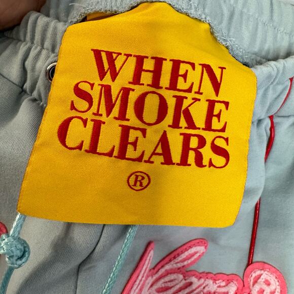 When Smoke Clears Women's Sweatpants Embroidered Light Blue Medium Streetwear M - Picture 8 of 9